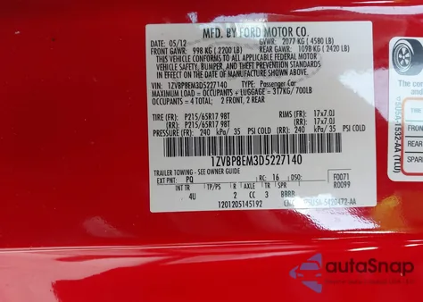 2013 Ford Mustang V6 Premium from USA, damaged, VIN 1ZVBP8EM3D5227140